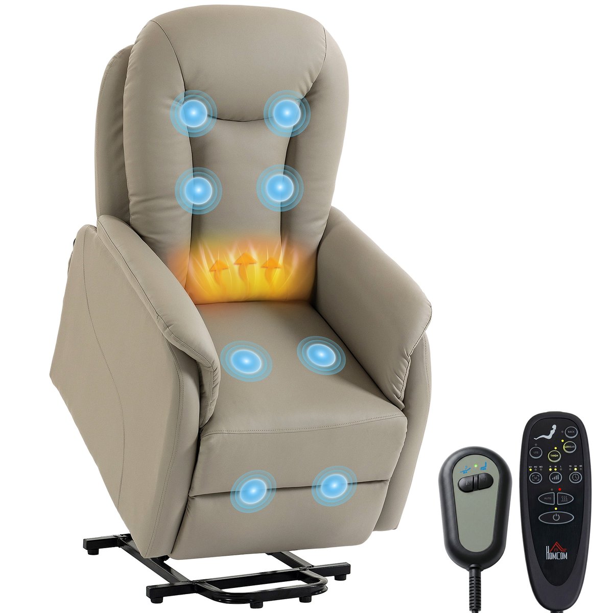 Fauteuil releveur multifonctionnel PU Gris gris clair, HOMCOM