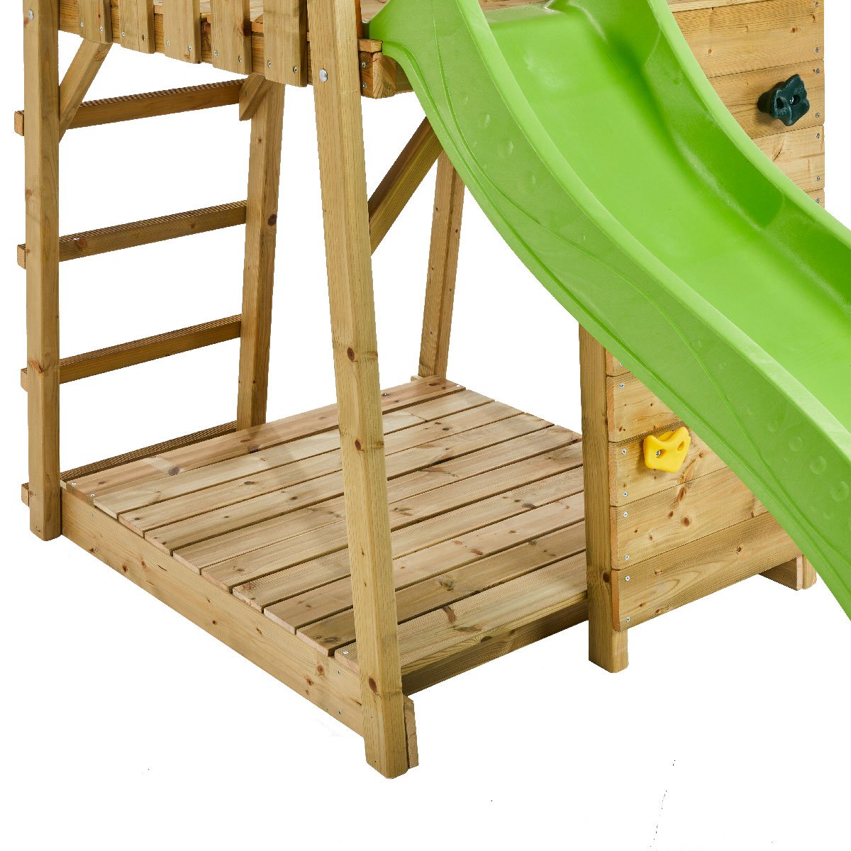 Tour de jeux bois : Toboggan, escalade, cabane et bac à sable WIKI marron, KANGUI