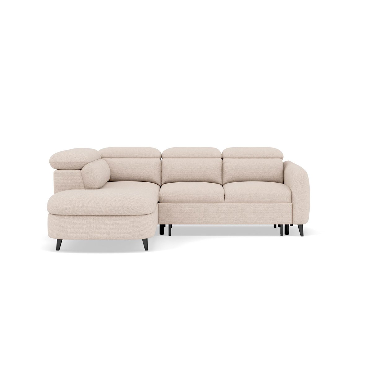 Canapé angle gauche convertible tissu texturé, OPALINE beige, BEST MOBILIER