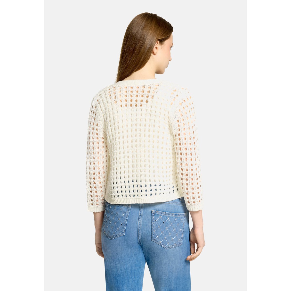 Cardigan en maille casual à teneur en fil fantaisie blanc, BETTY BARCLAY