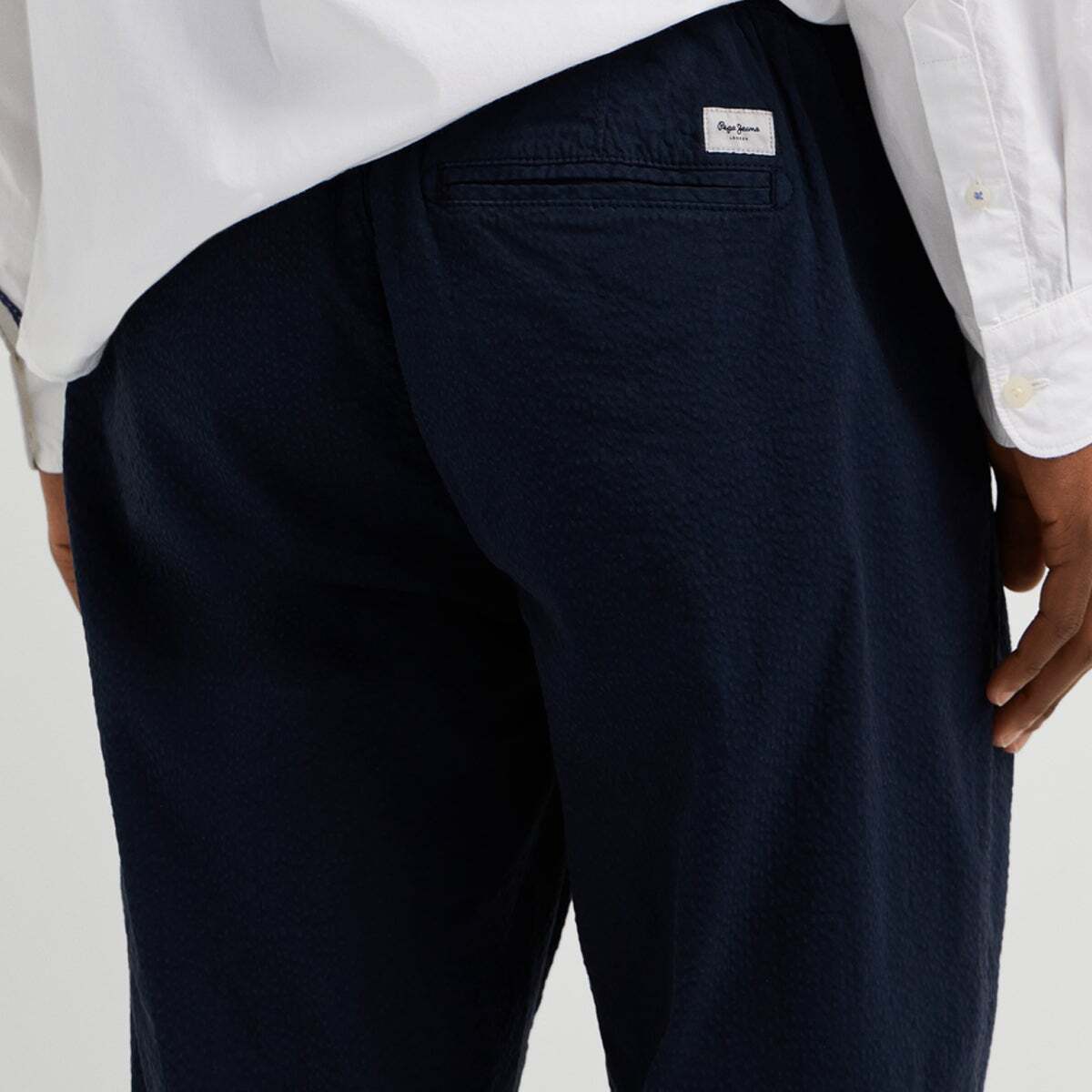 Pantalon Chino Seersucker Coupe Décontractée bleu mer profonde, PEPE JEANS
