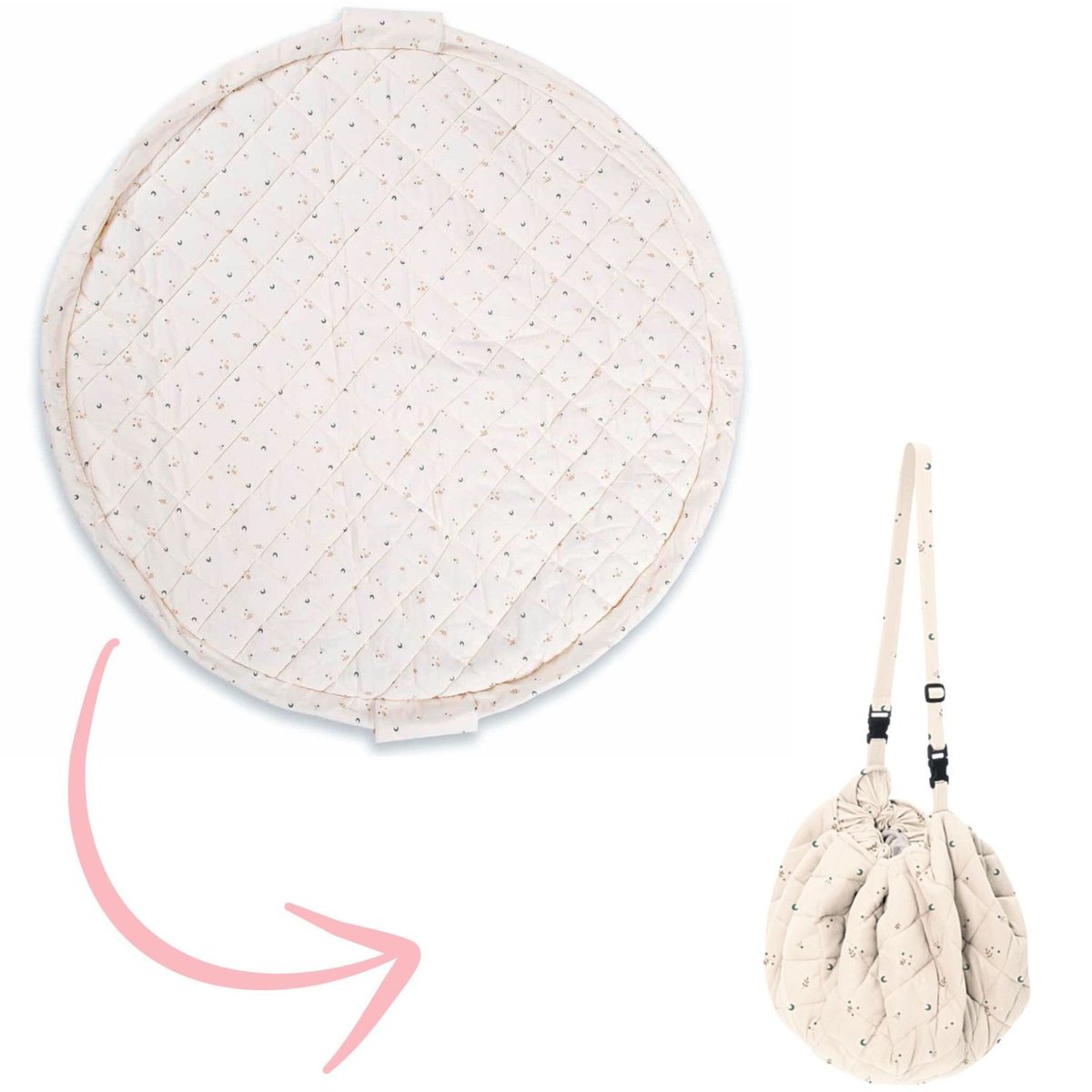 Tapis de jeu 2 en 1 Noomad Organic Soft ecru, bleu, noir, PLAY&GO