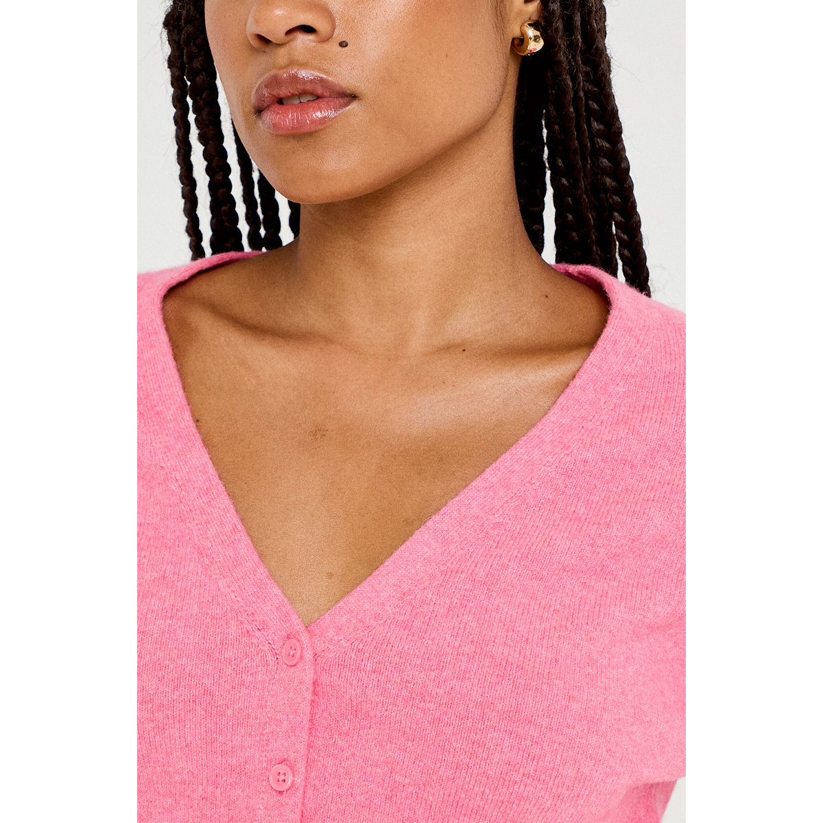 Gilet col v manches longues rose vif, CACHE CACHE