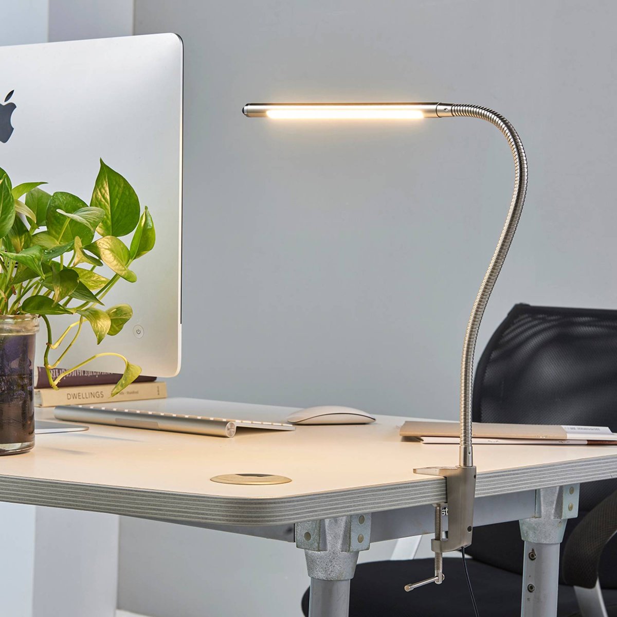 Lampe à pince en métal moderneLED, Lionard nickel mat, LINDBY