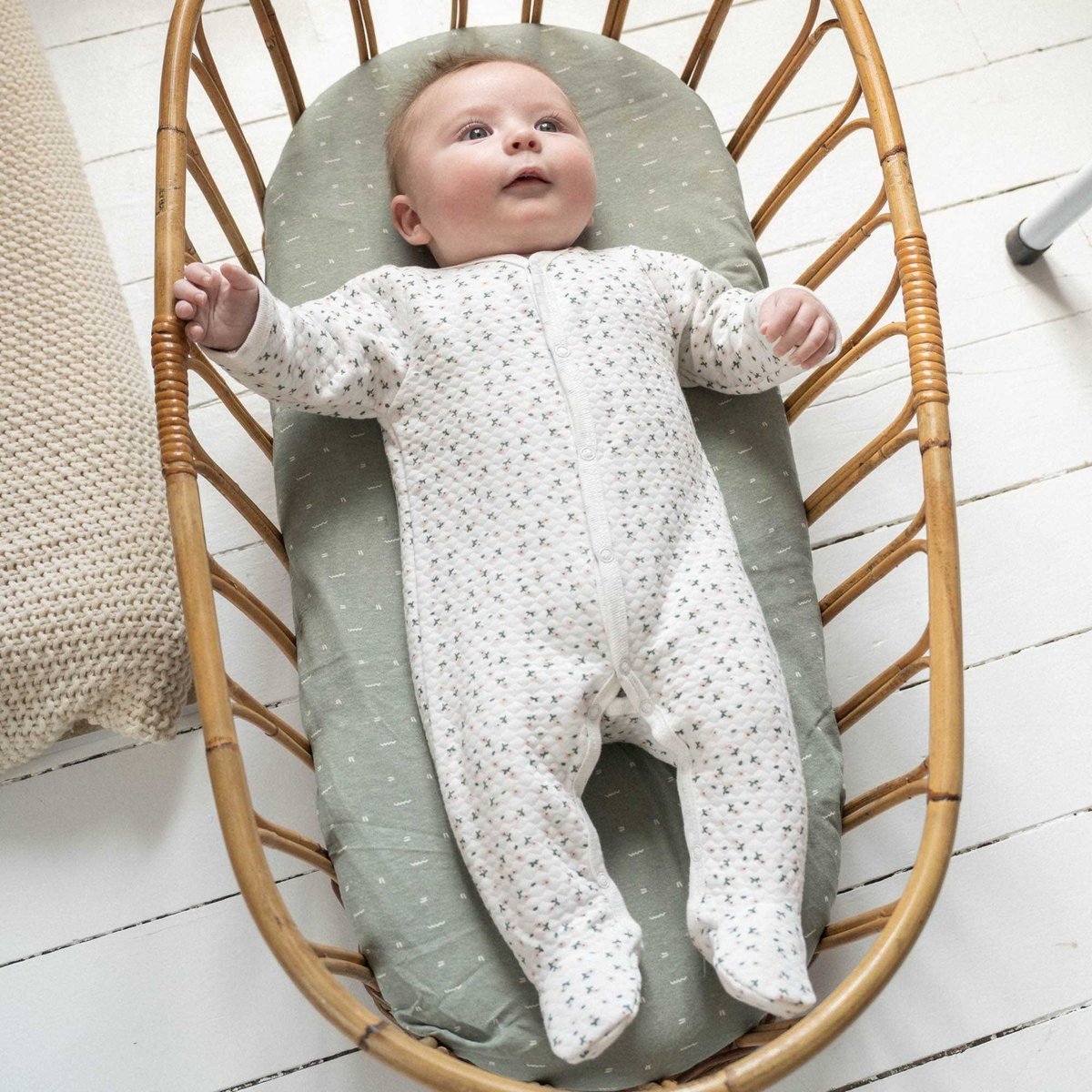 Pyjama bébé matelassé - Petites fleurs blanco, TROIS KILOS SEPT
