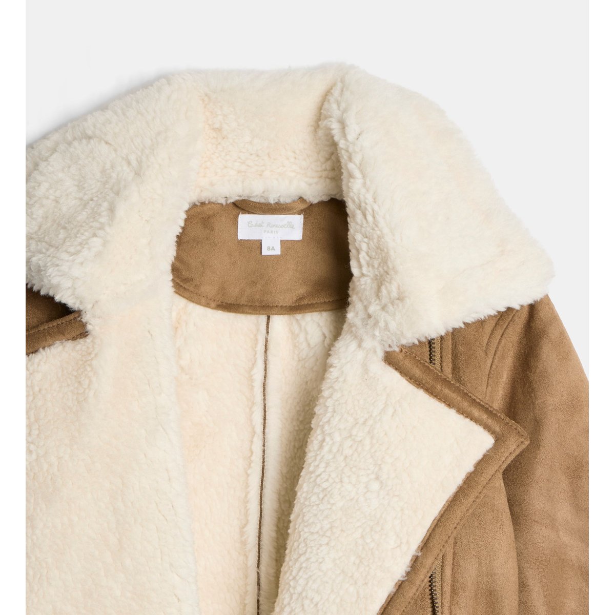 Blouson motarde taritas fourré effet suédé marron, CADET ROUSSELLE