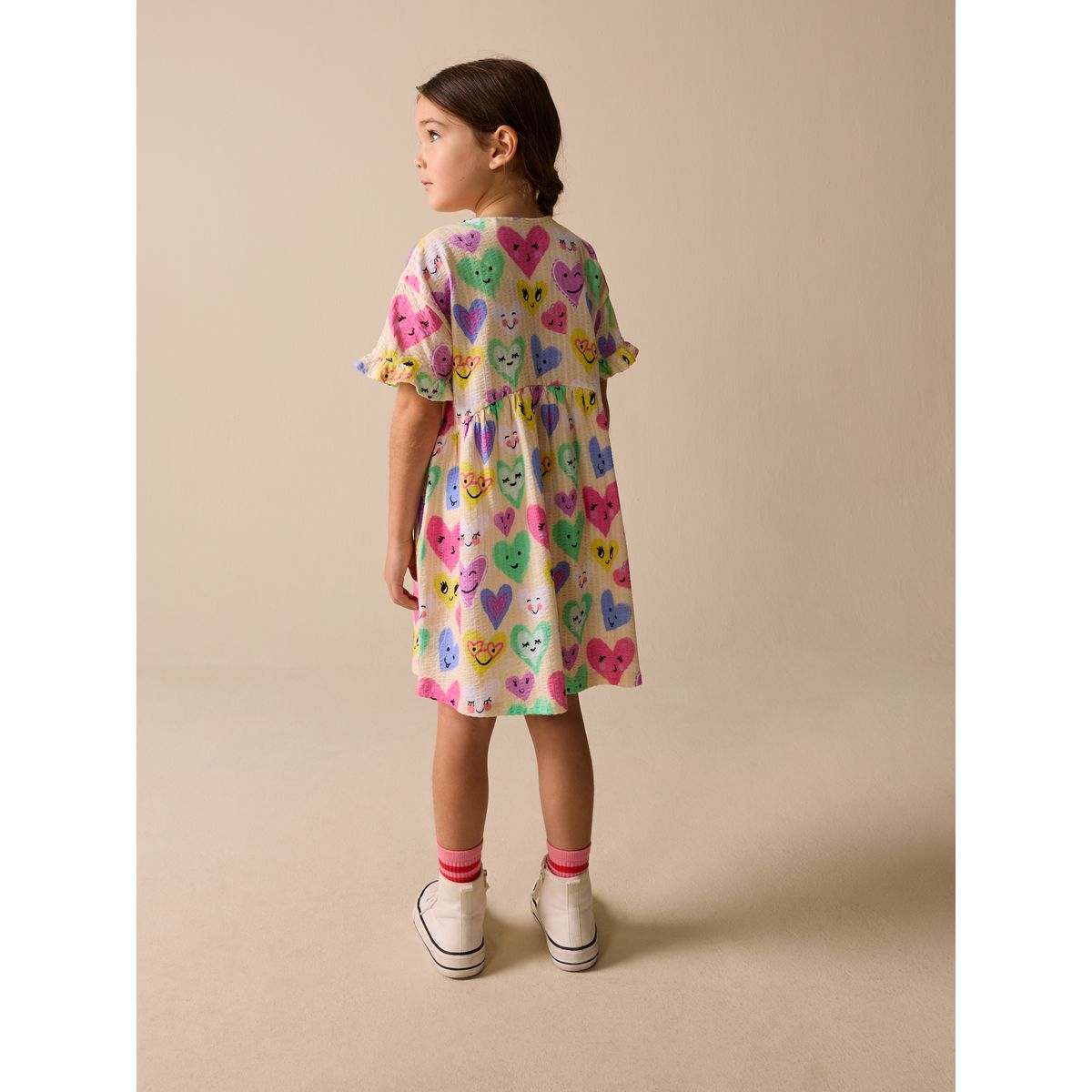 Robe en jersey à manches courtes imprimé cœur jaune clair, NEXT