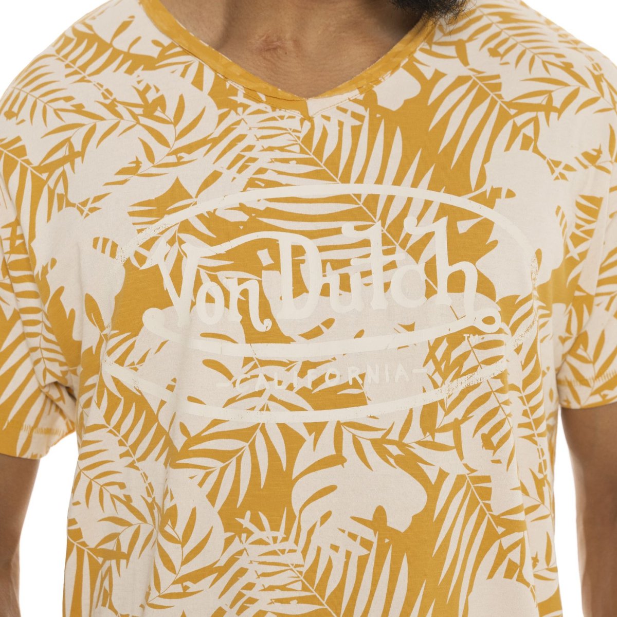 T-shirt en coton Ron jaune/blanc, VON DUTCH