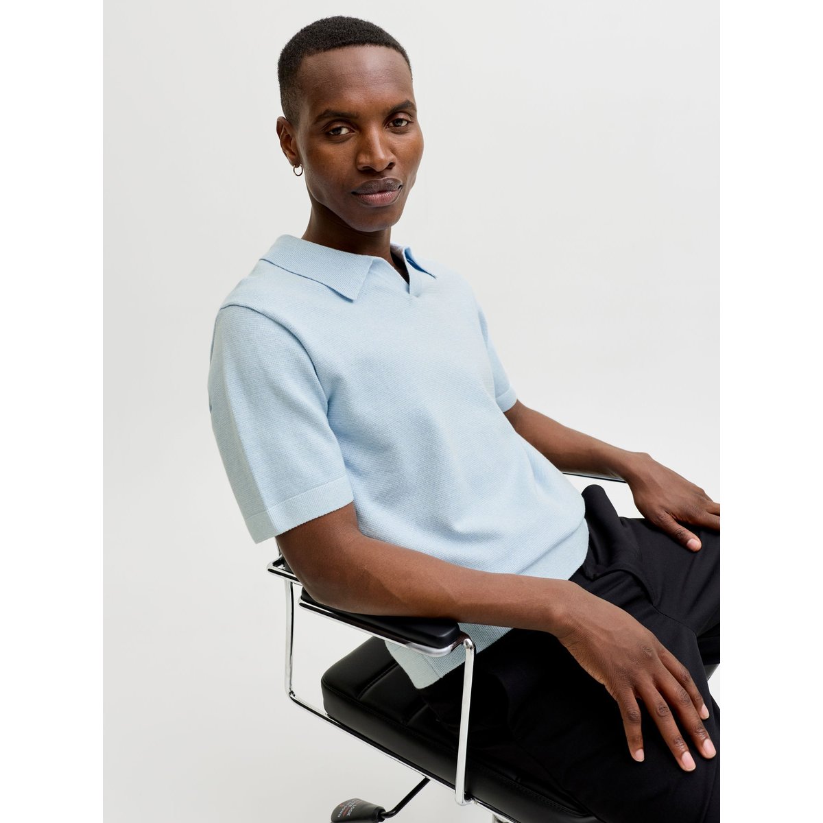 Polo Tricoté chambray blue, JACK & JONES