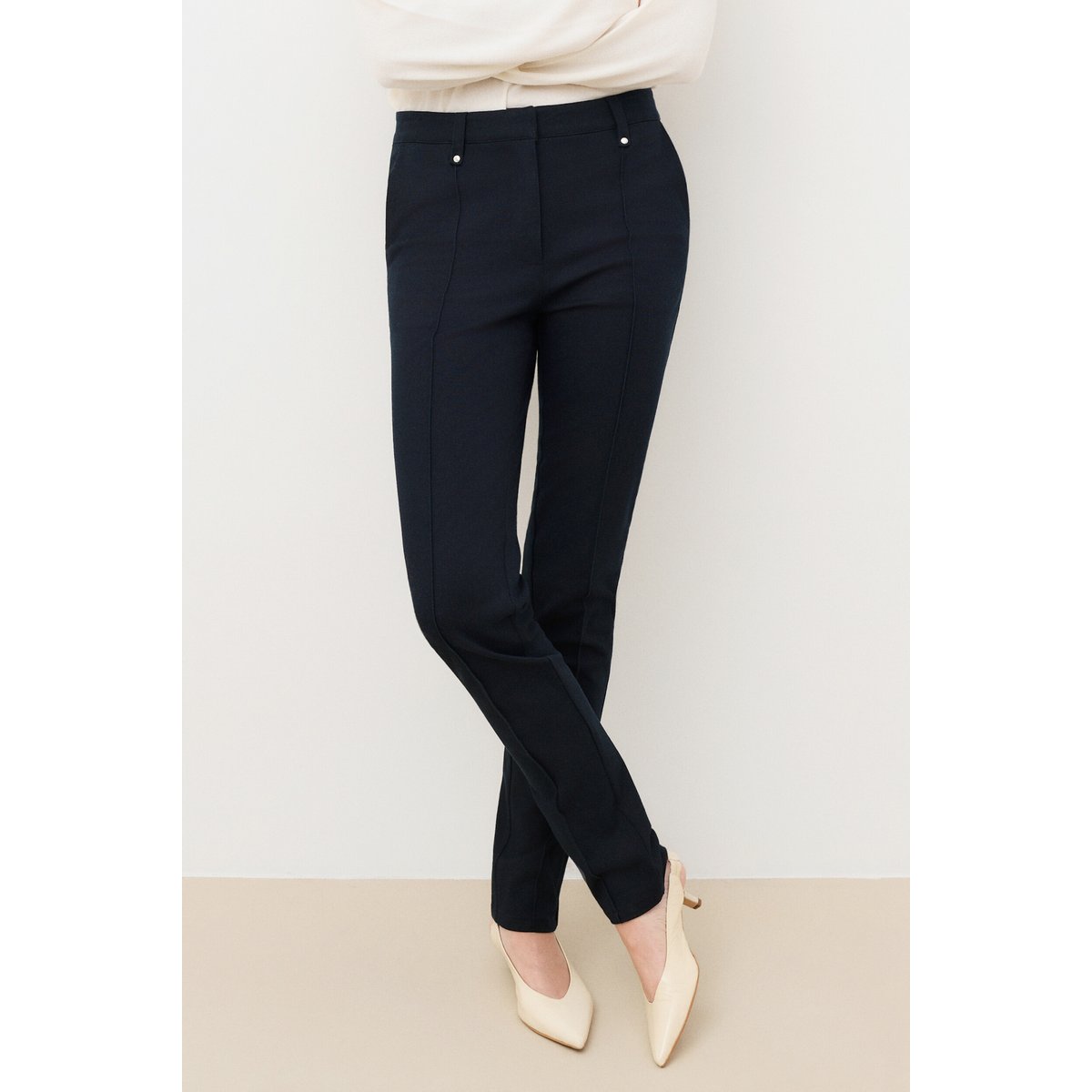 Pantalon slim working girl PWESLEY bleu marine, CAROLL