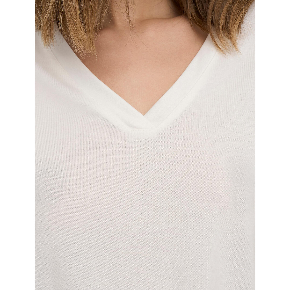 T-shirt maniche corte, scollo a V bianco, ONLY