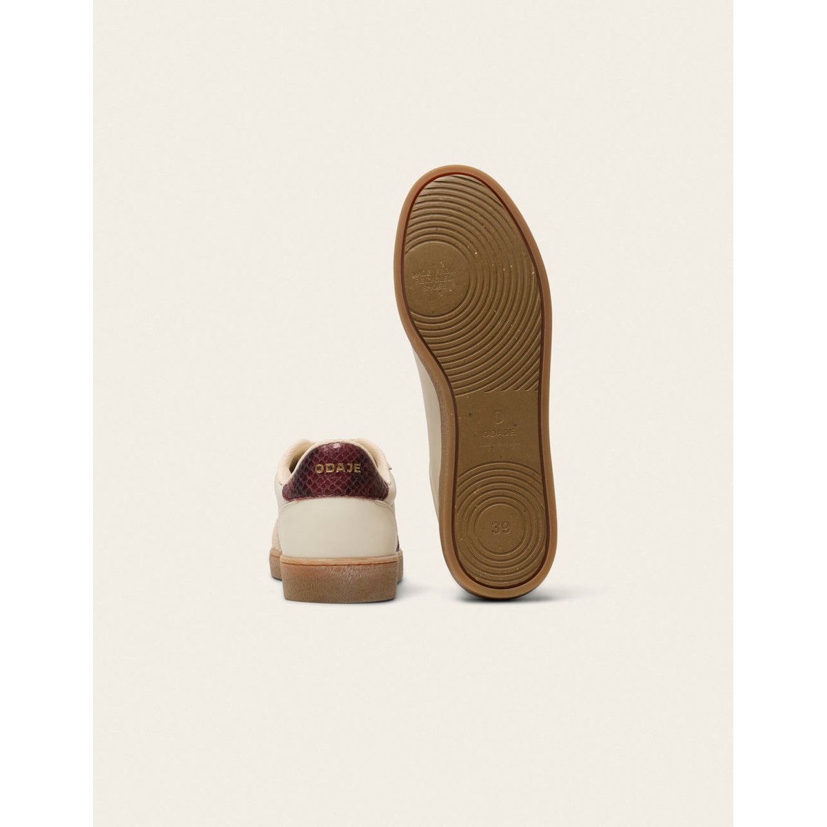Baskets LUCIA écru python bordeaux, ODAJE