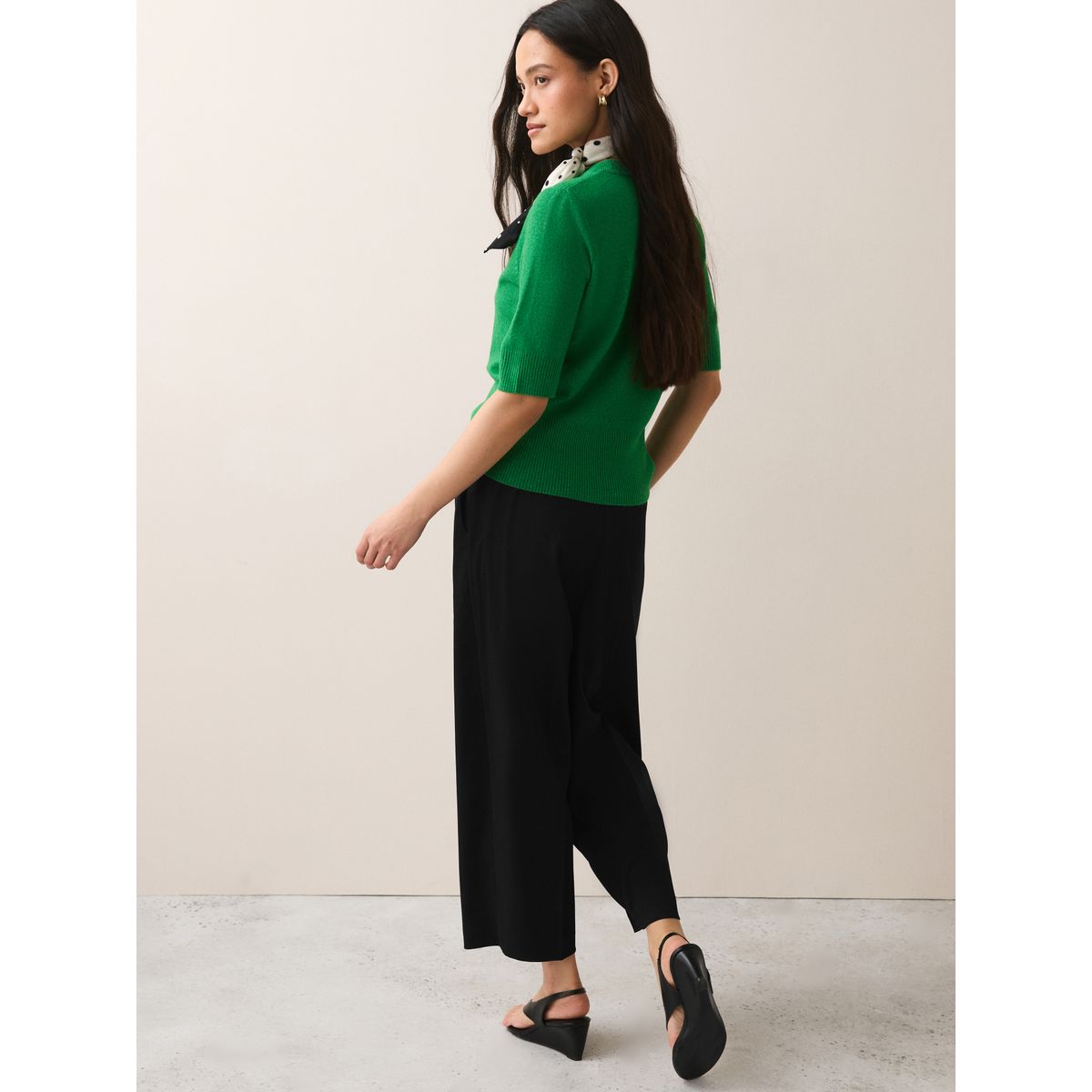 Pantalon large ajusté noir, NEXT