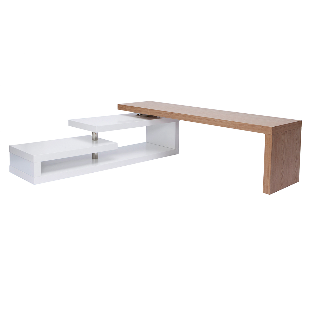 Meuble TV design pivotant L255 MAX V2 blanc, MILIBOO