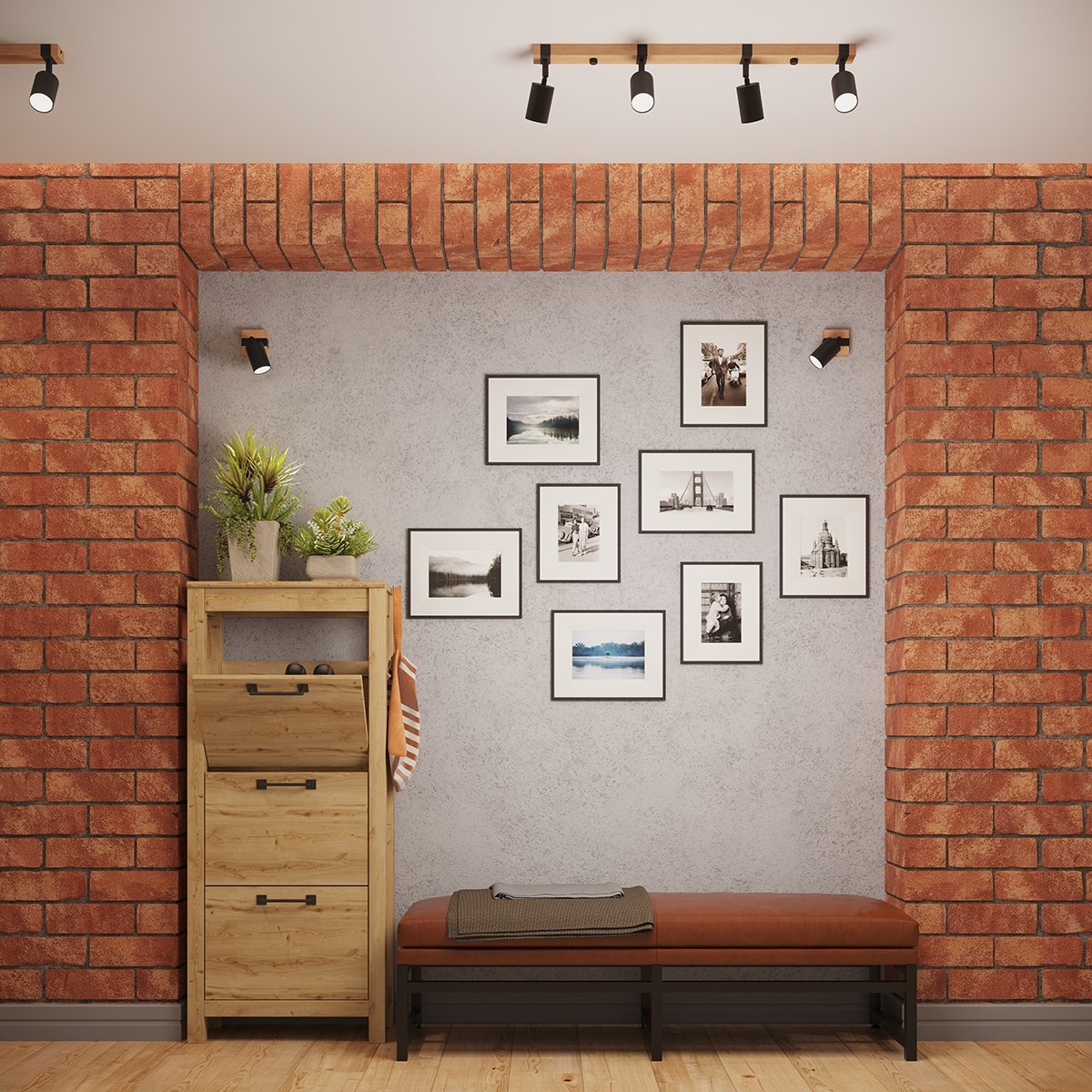 Applique Acier Noir/Bois Naturel GU10 1 Fager noir, EDEN
