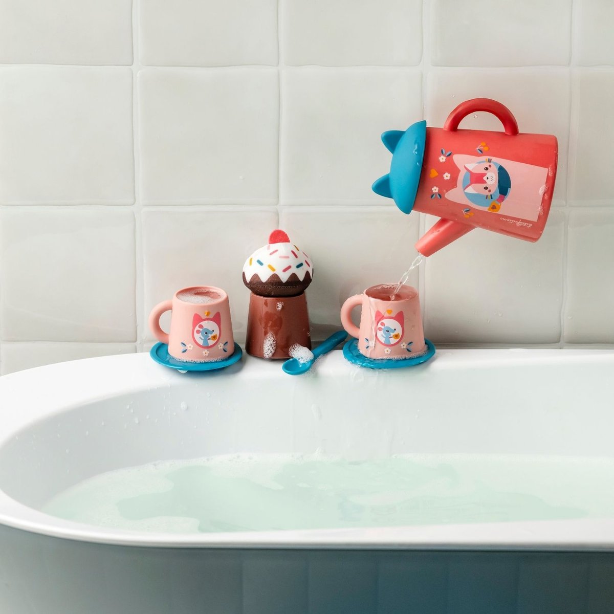 Set de thé pour le bain rose, bleu, marron, LILLIPUTIENS