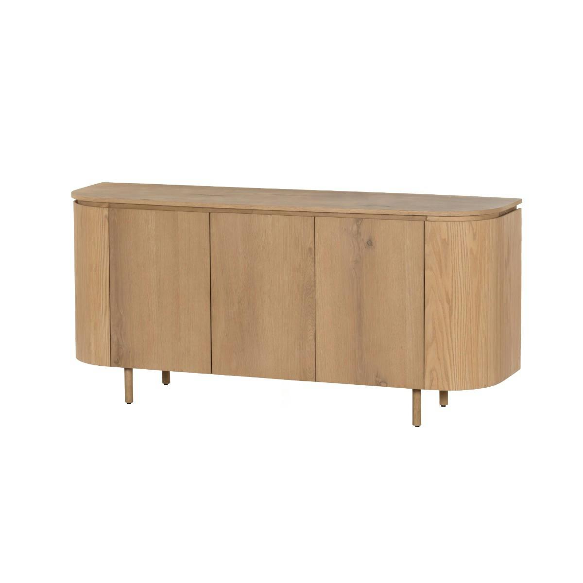 Buffet enfilade 3 portes en chêne, design arrondi LOREN bois clair, PIER IMPORT