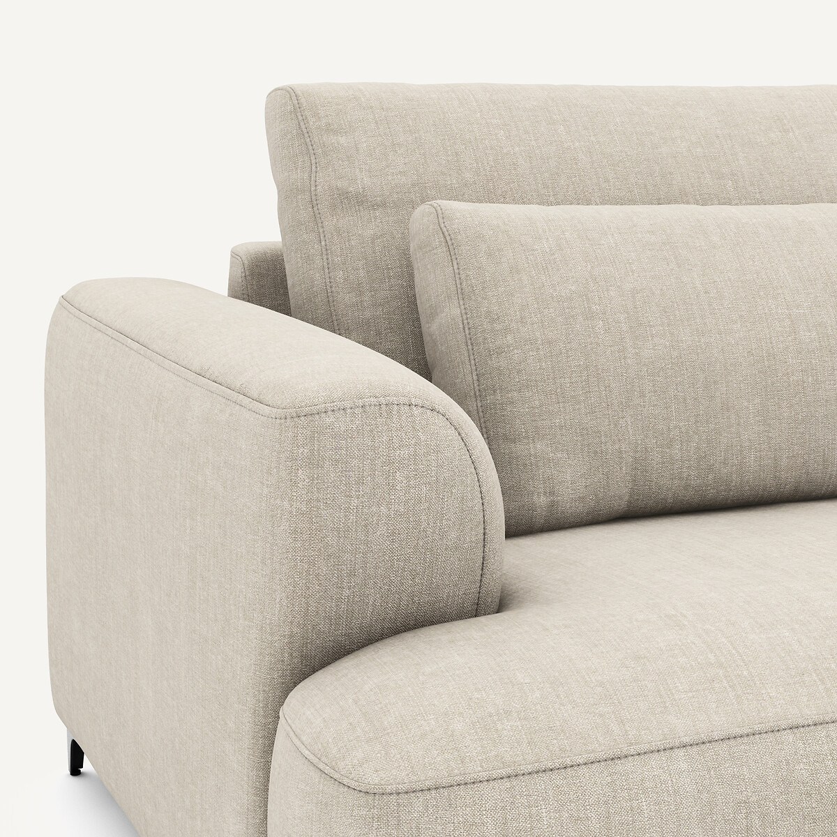Canapé d'angle droit convertible, en coton et lin, Marsile beige, AM.PM