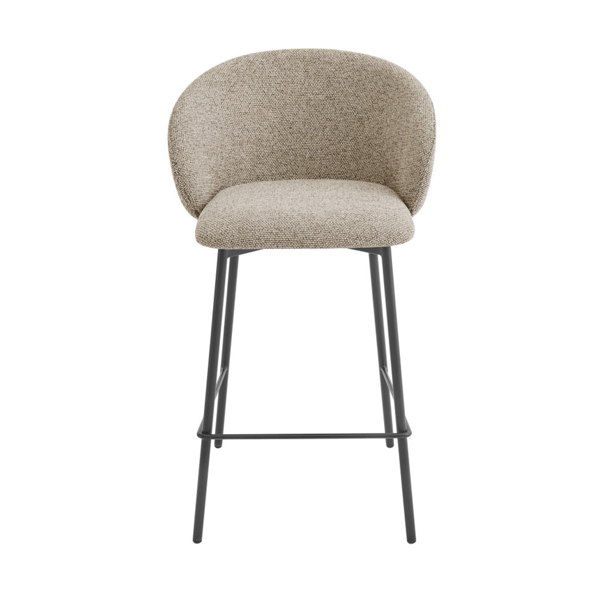Lot de 2 tabourets de bar en tissu et métal H66cm- VALOM marron chiné, DRAWER