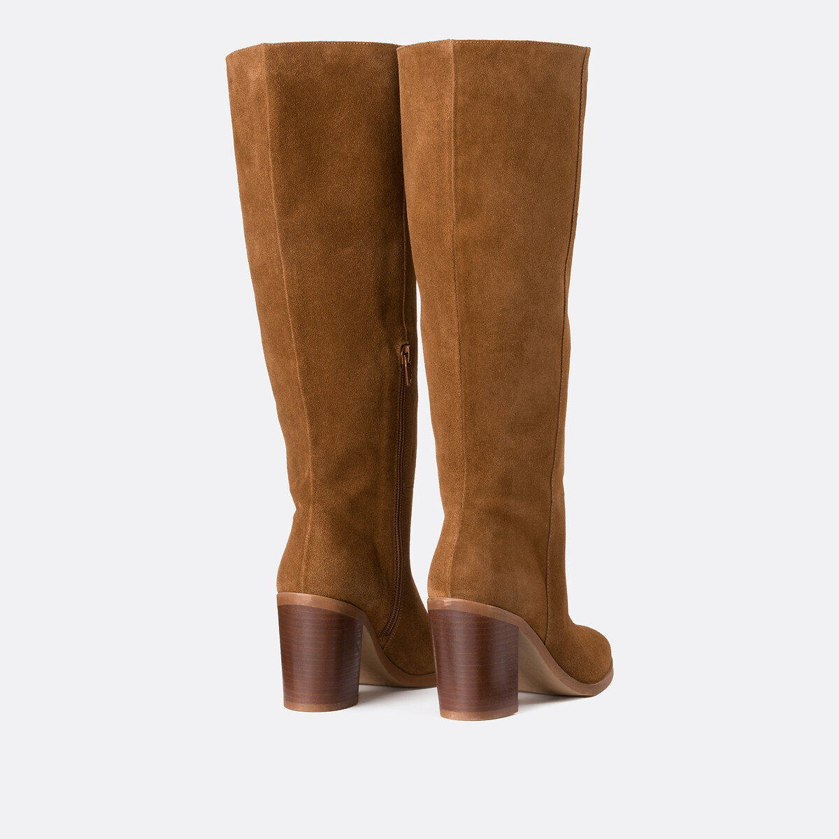 Stivali con tacco in pelle scamosciata, Signature FLORIE cammello, LA REDOUTE COLLECTIONS