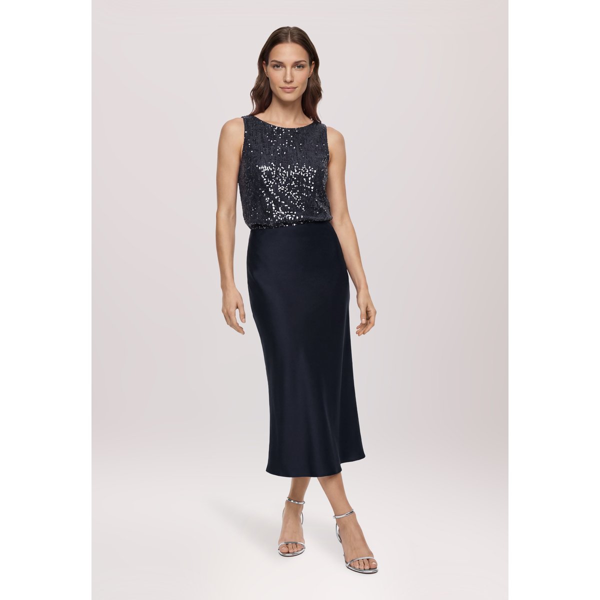 Jupe en satin longueur mollets night sky, VERA MONT