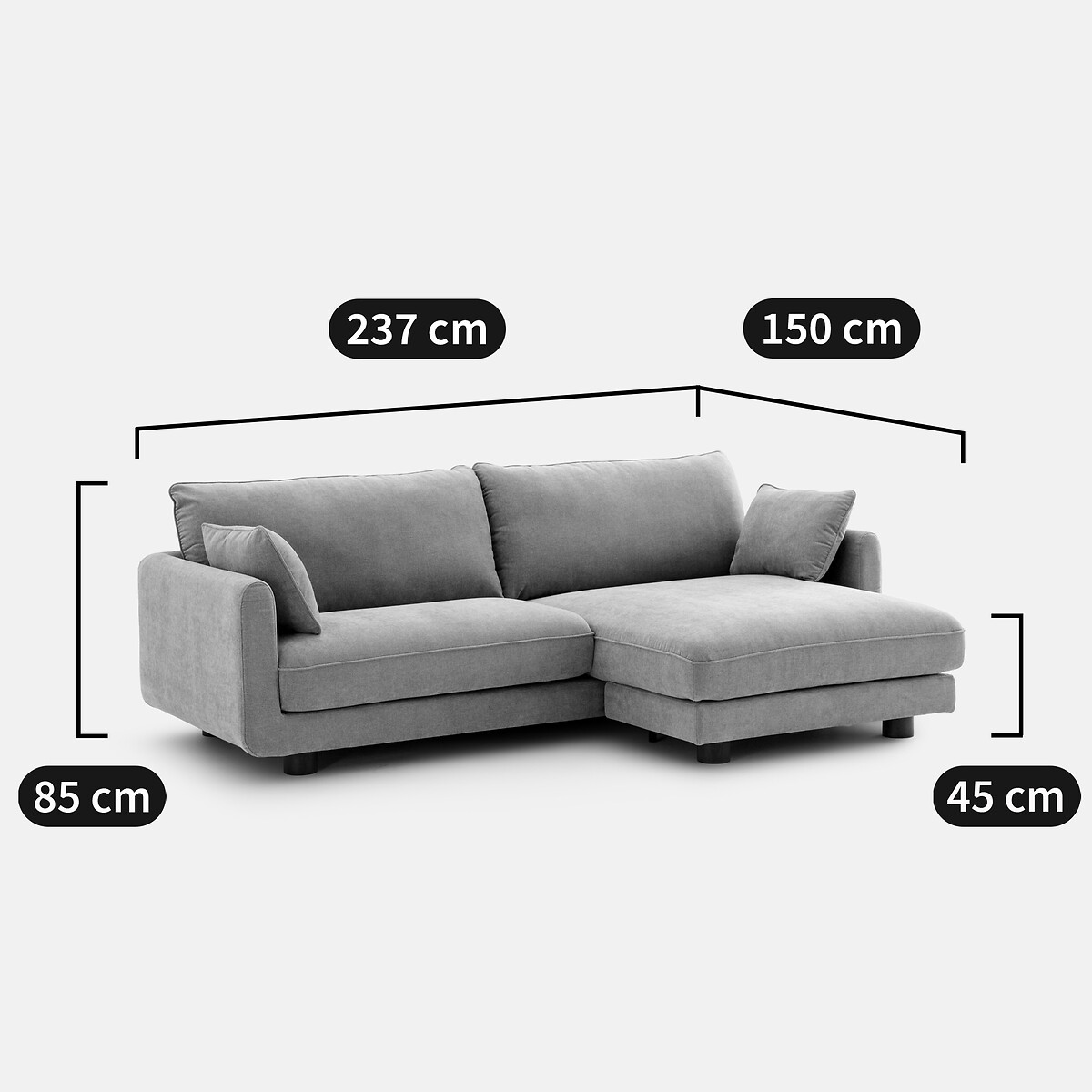 Divano letto angolare a 3 posti in velluto a coste goffrato, EMILIO beige, LA REDOUTE INTERIEURS