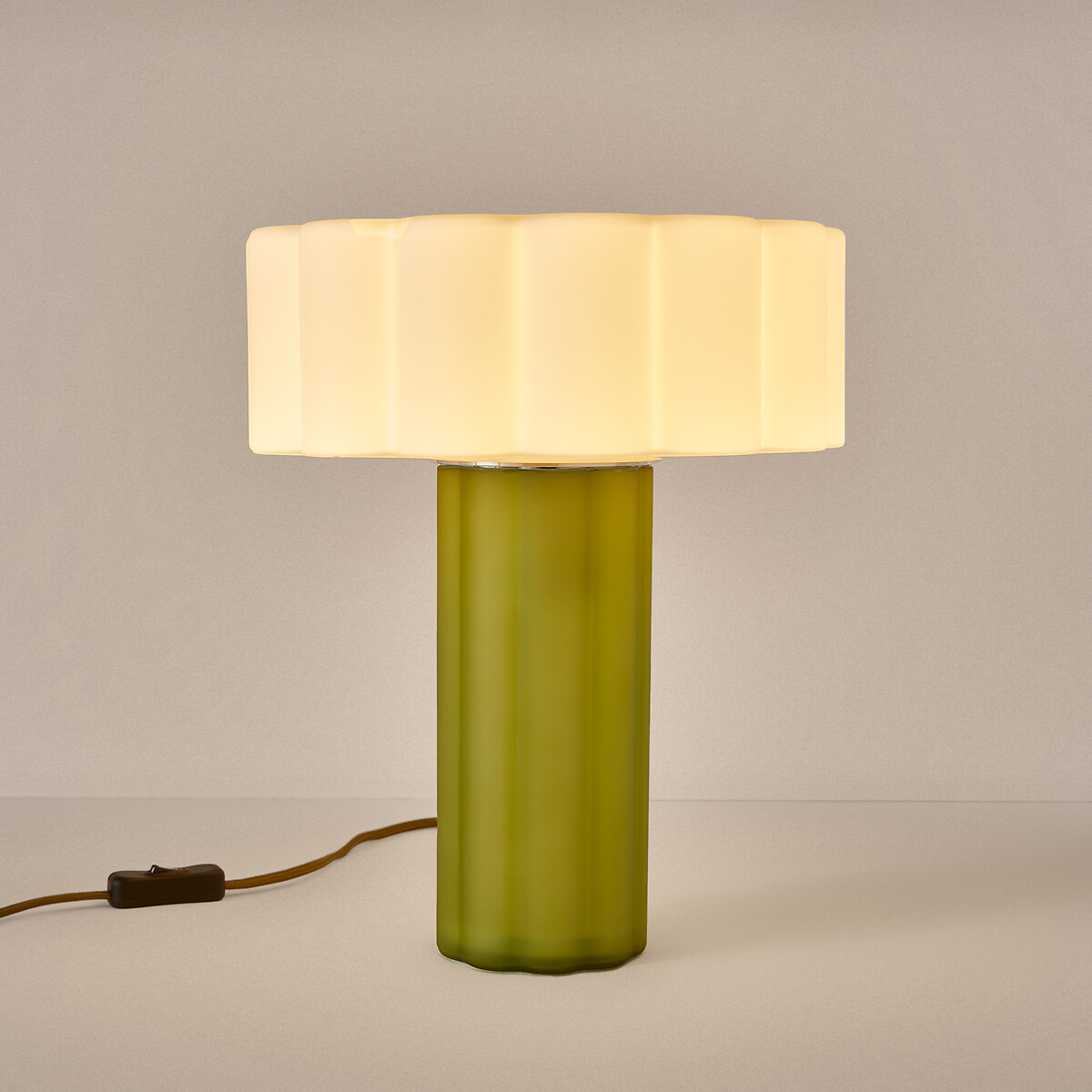 Tafellamp, van gekleurd glas en opaalglas, JUSTYNA groen , LA REDOUTE INTERIEURS