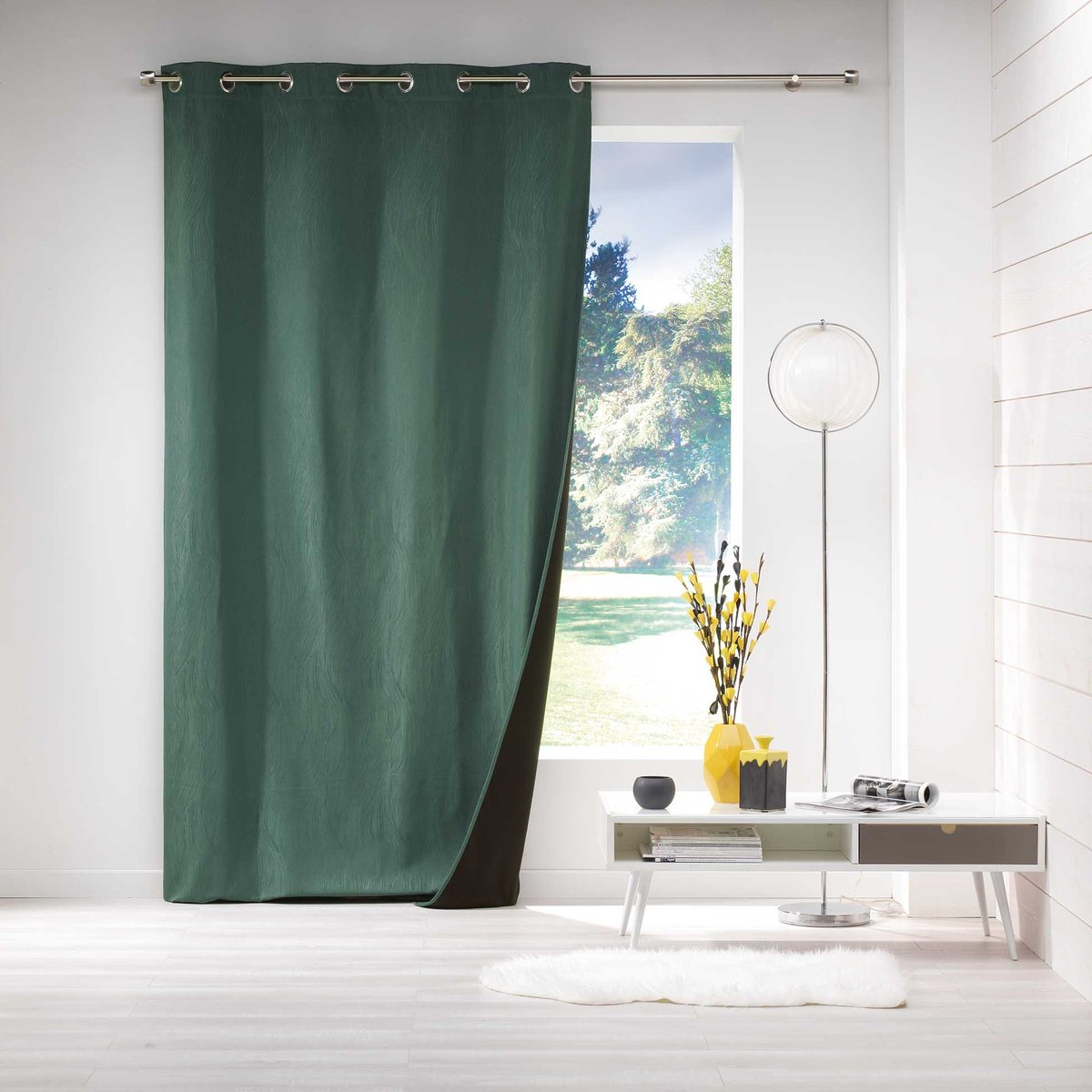 1 Rideau jacquard a oeillet polaire Avoriaz vert vert, EDEN