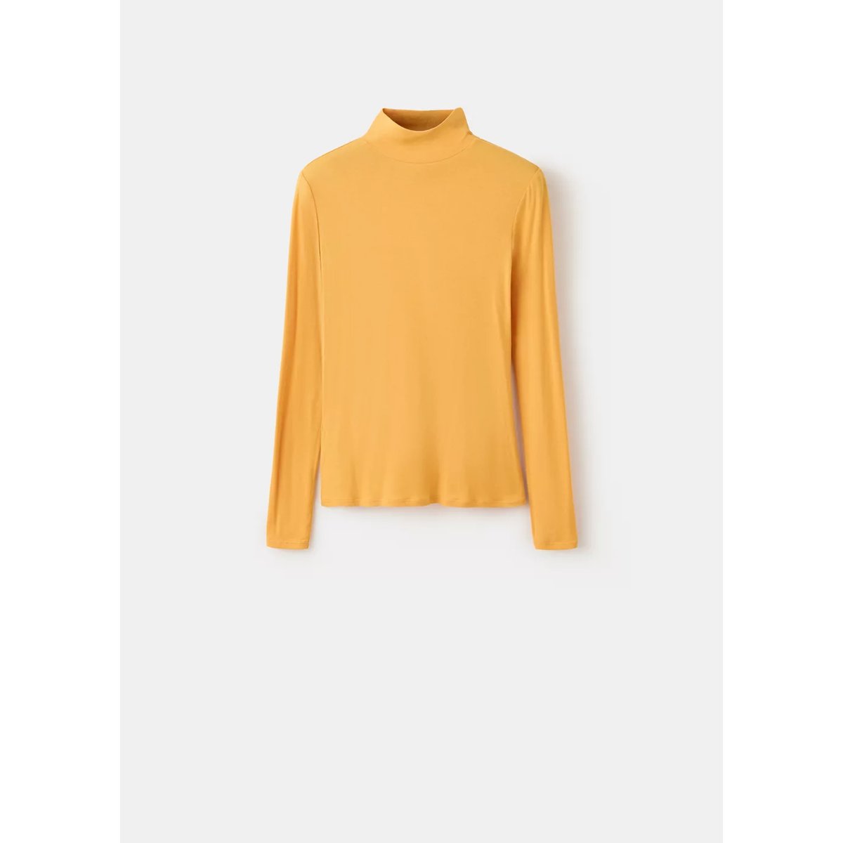 T-shirt côtelé col roulé moutarde, MANGO