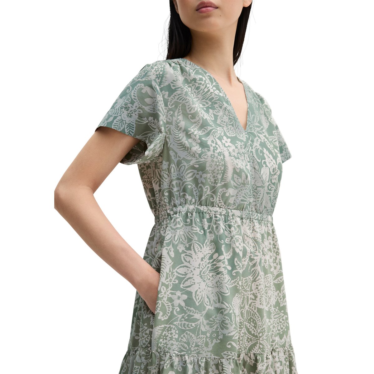 Robe d'été loose en popeline légère imprimée hellgrün, MARC O'POLO