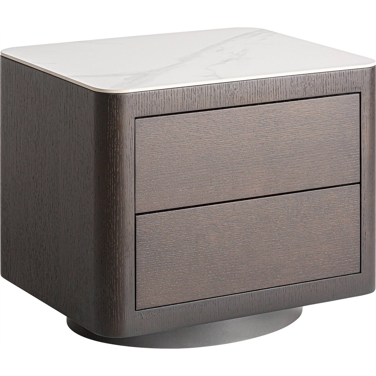 Table de chevet art déco, Format rond marron effet bois tinté, RECOLLECTION