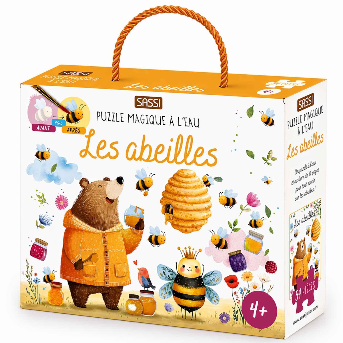 Puzzle magique à l'eau enfant 54 pièces coloriage réutilisable marron, SASSI