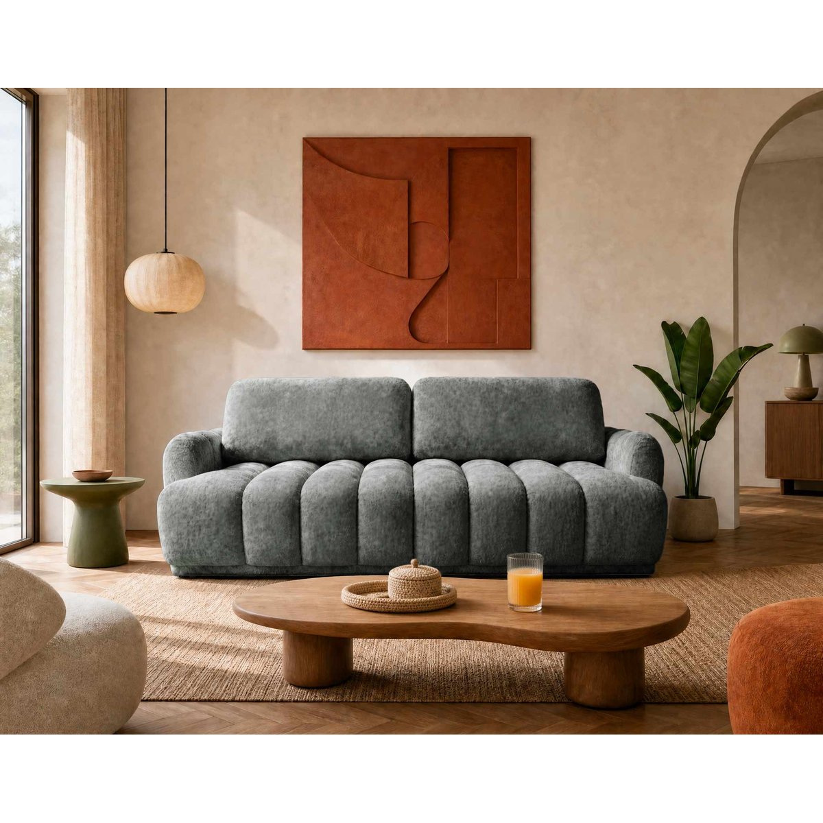 Canapé Convertible 3 places - SILVIA gris, BEST MOBILIER