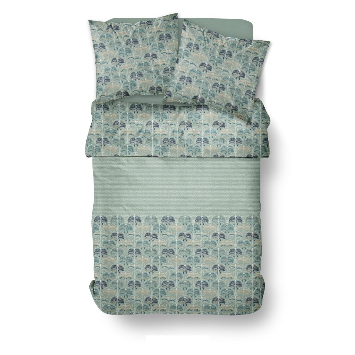 Parure de lit imprimé Floral Coton SUNSHINE FELIX vert, TODAY