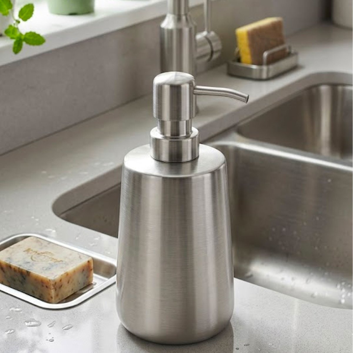 Distributeur de savon en inox 18/8 8x8x17cm argent, WADIGA