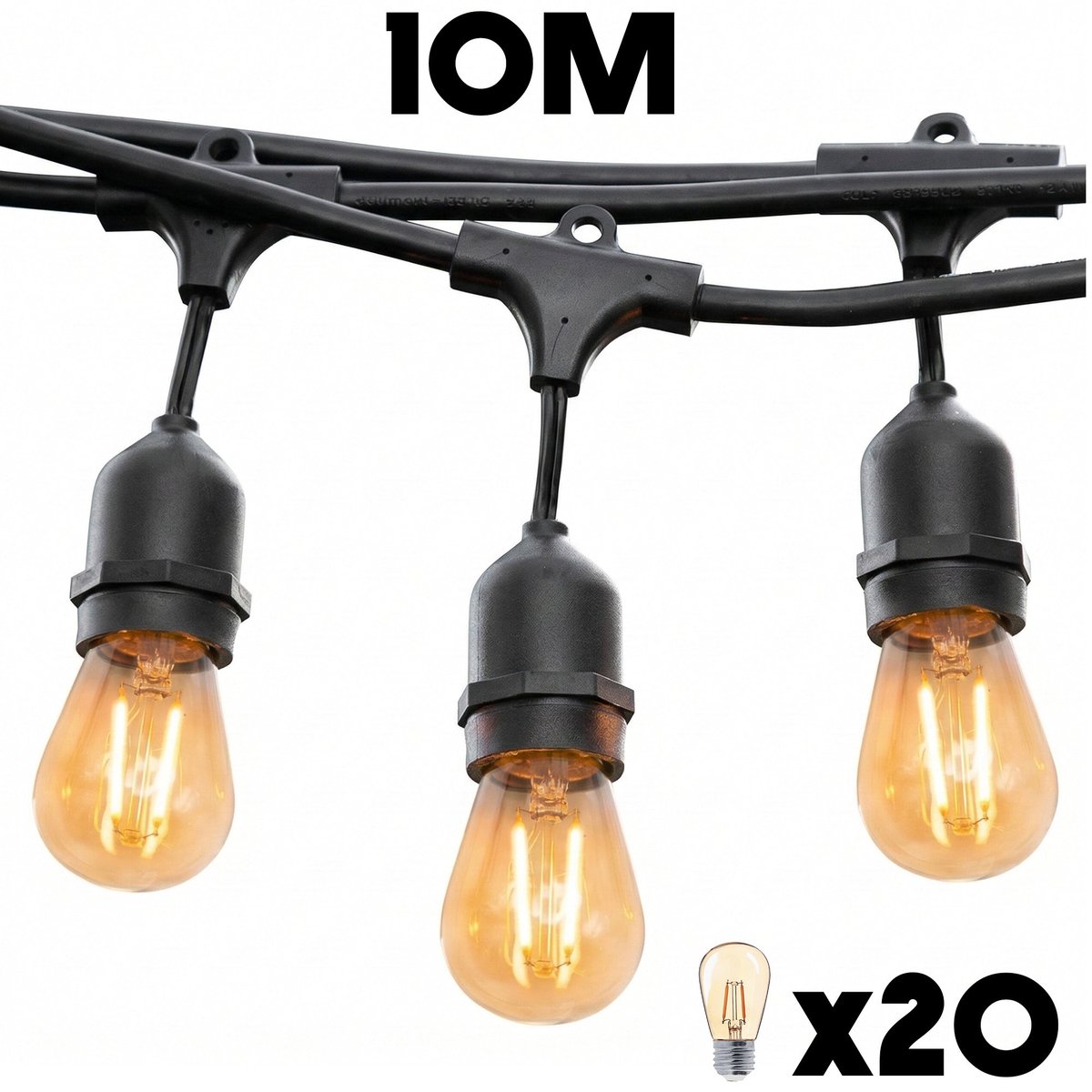Guirlande lumineuse E27 MAFY 20 noir, LUMISKY