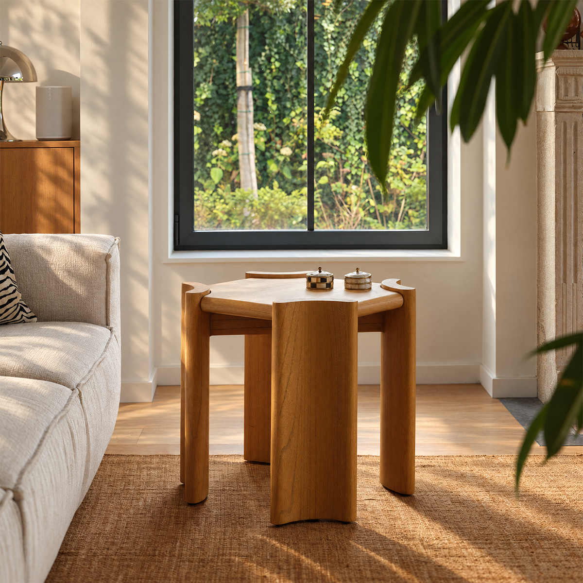 Table d'appoint en mindi carré 53 cm ALVAR couleur unique, BERAH GETAH
