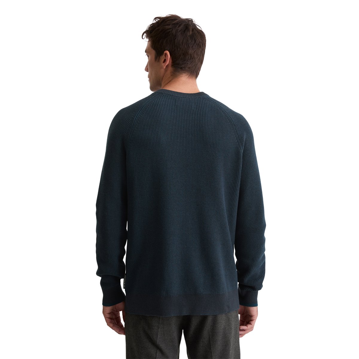 Pull-over regular en doux mélange de coton et de laine vierge bleu foncé, MARC O'POLO