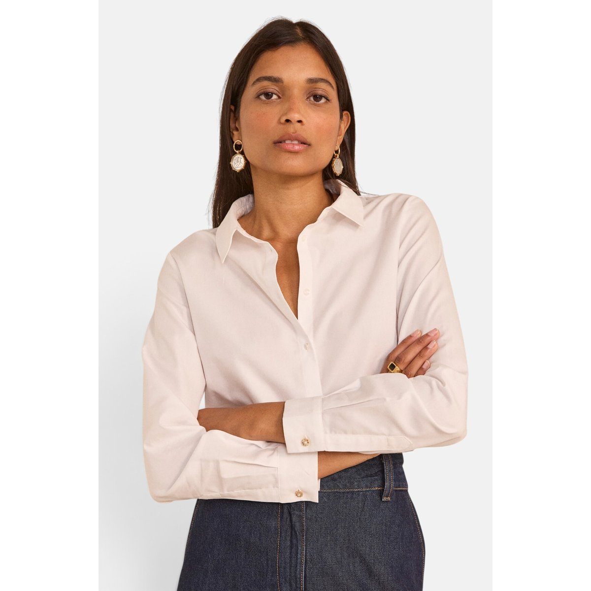 Chemise à manches longues en coton CARLA blanc, Maison 123
