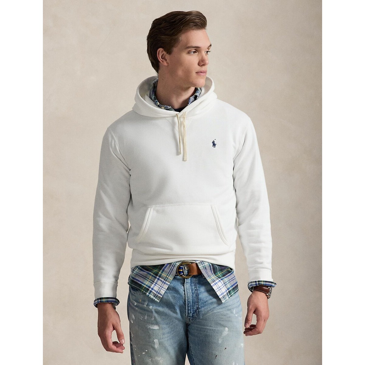 Sweat à capuche RL en molleton blanc, POLO RALPH LAUREN
