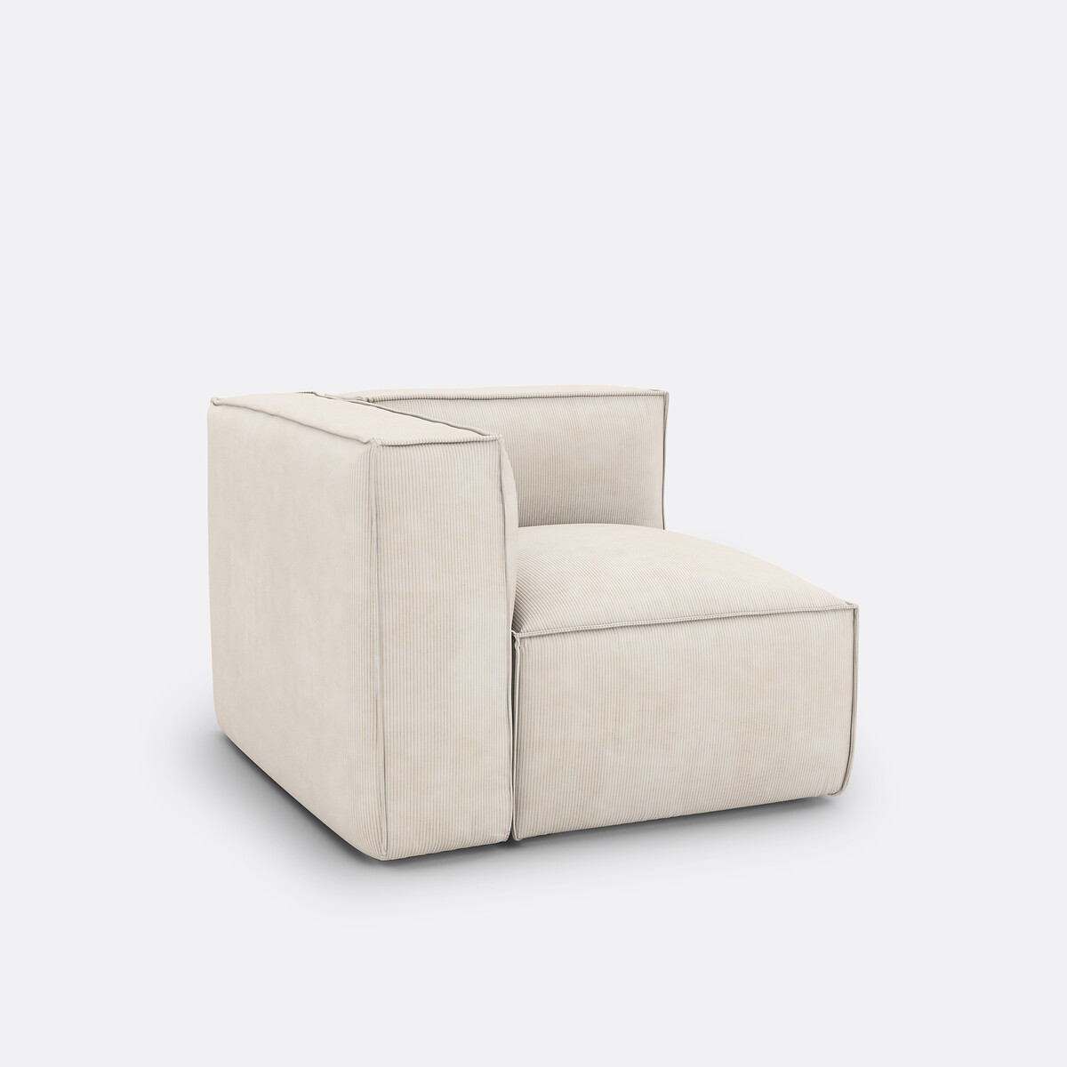 Hoekelement voor modulaire bank, in ribfluweel, Seven ecru, LA REDOUTE INTERIEURS