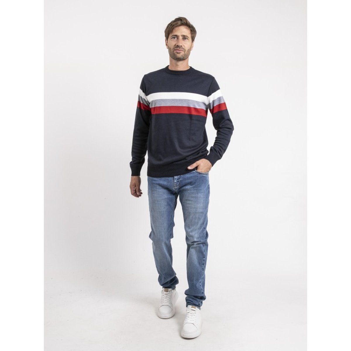 Pull Col Rond Leniwaly bleu marine, RITCHIE