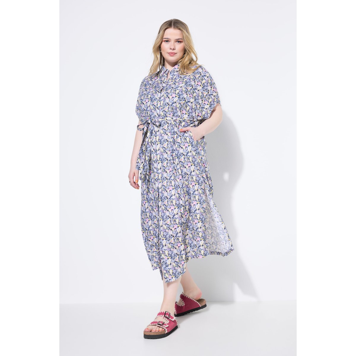 Robe chemisier, longueur maxi rose vif, STUDIO UNTOLD