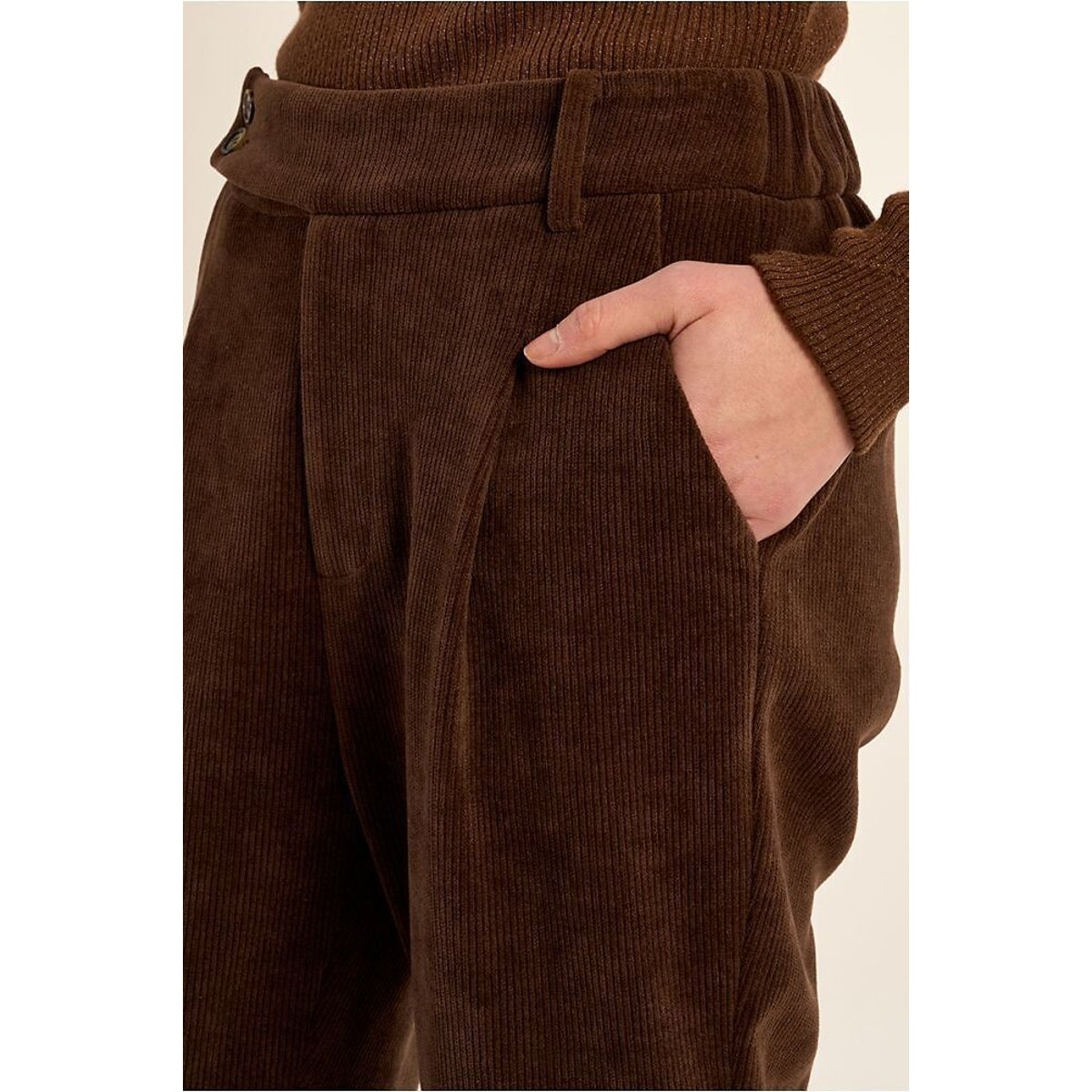 Pantalon en velours marron chocolat, MOLLY BRACKEN