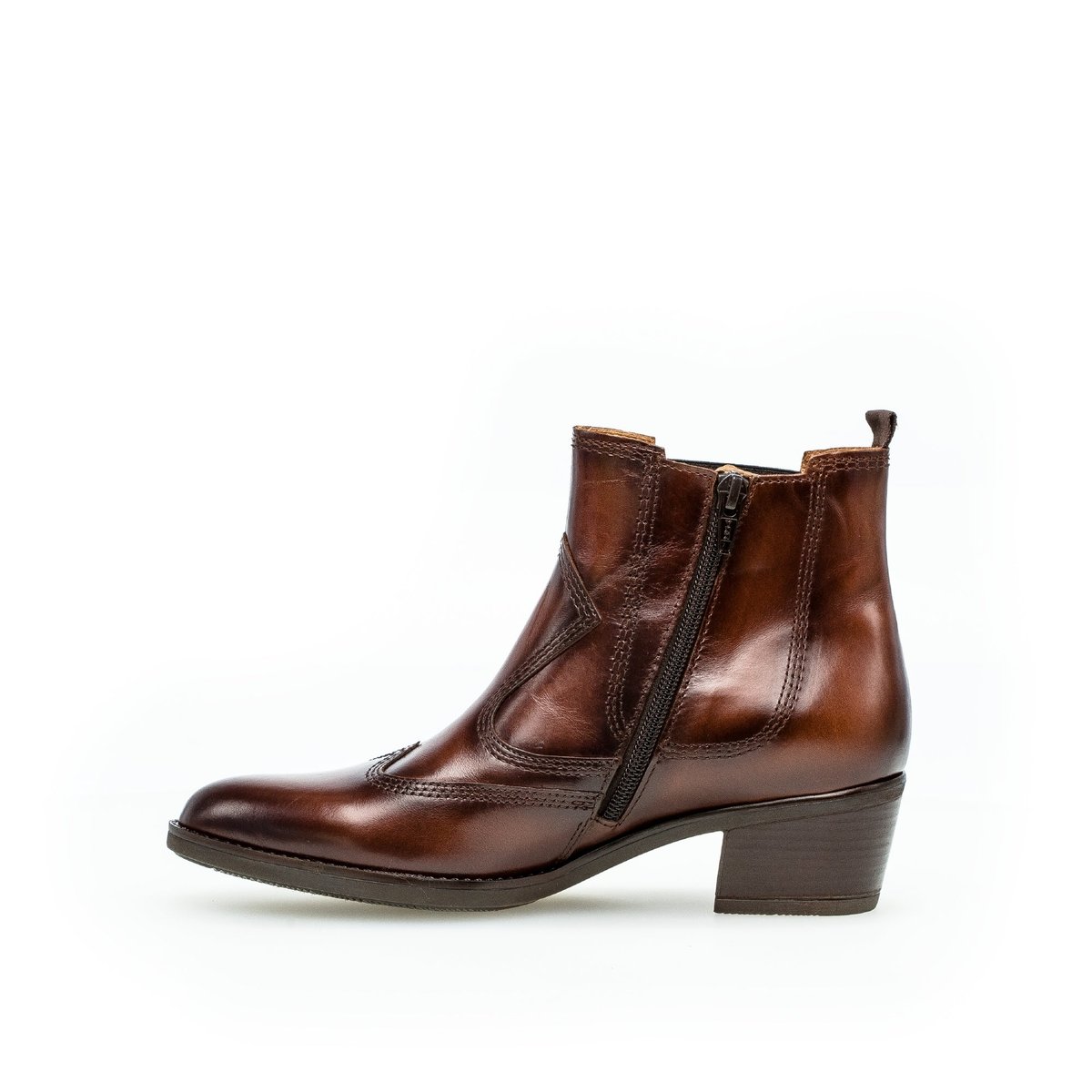 Bottines en cuir à talon façon block marron, GABOR
