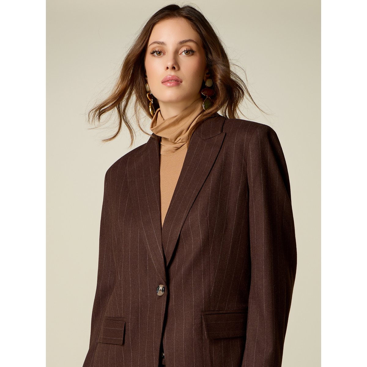Blazer à rayures marron, OLTRE