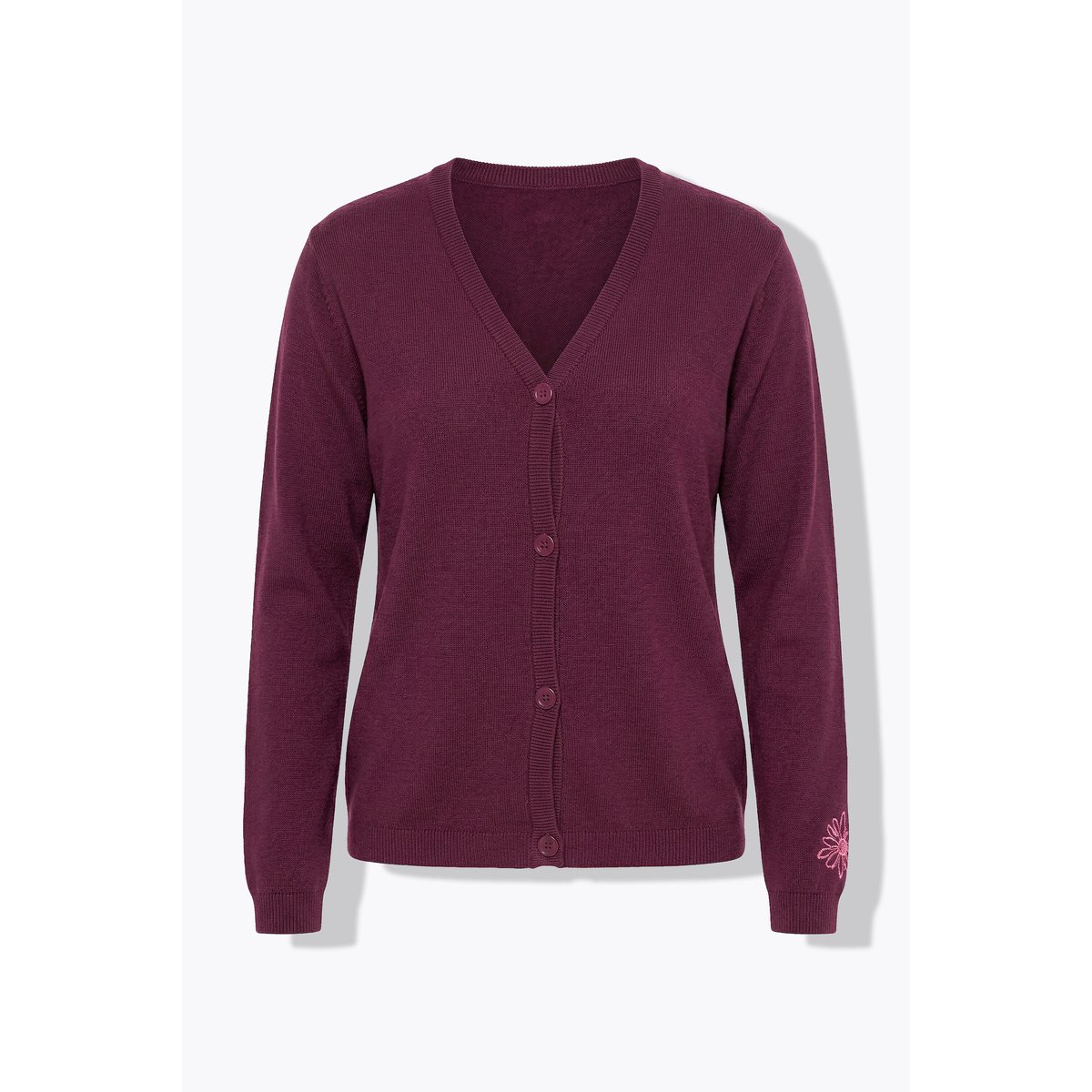 Cardigan, motif dans le dos bordeaux, ULLA POPKEN