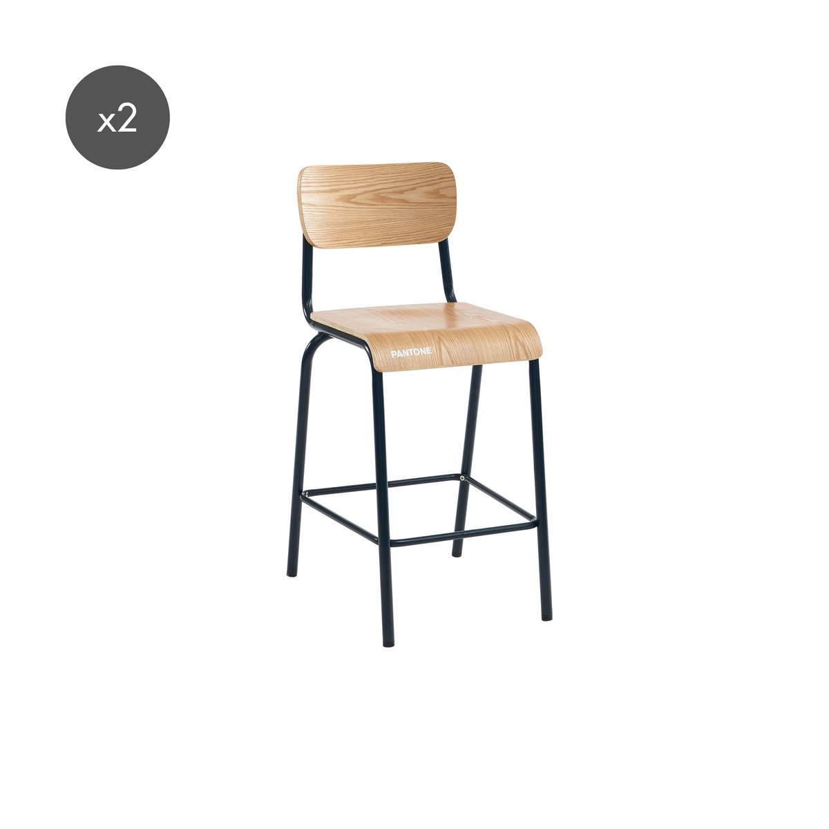 Lot de 2 chaises de bar en acier bleu nuit / tcx 19-4012, PANTONE