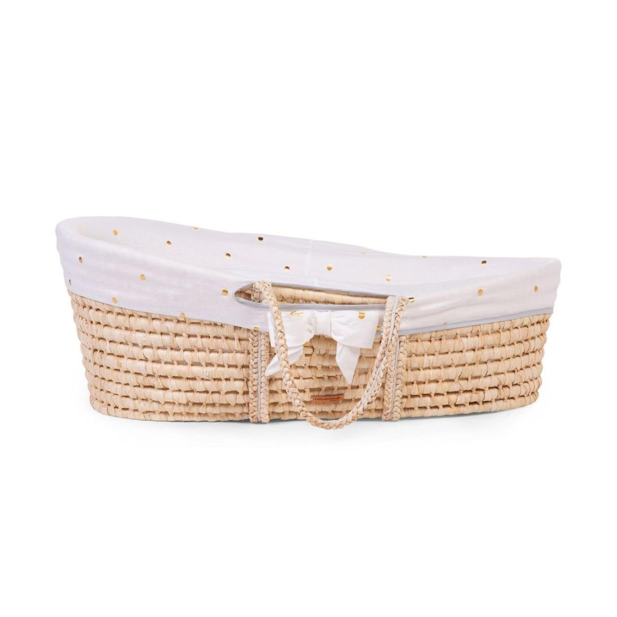 Habillage panier couffin jersey doré, blanc, CHILDHOME