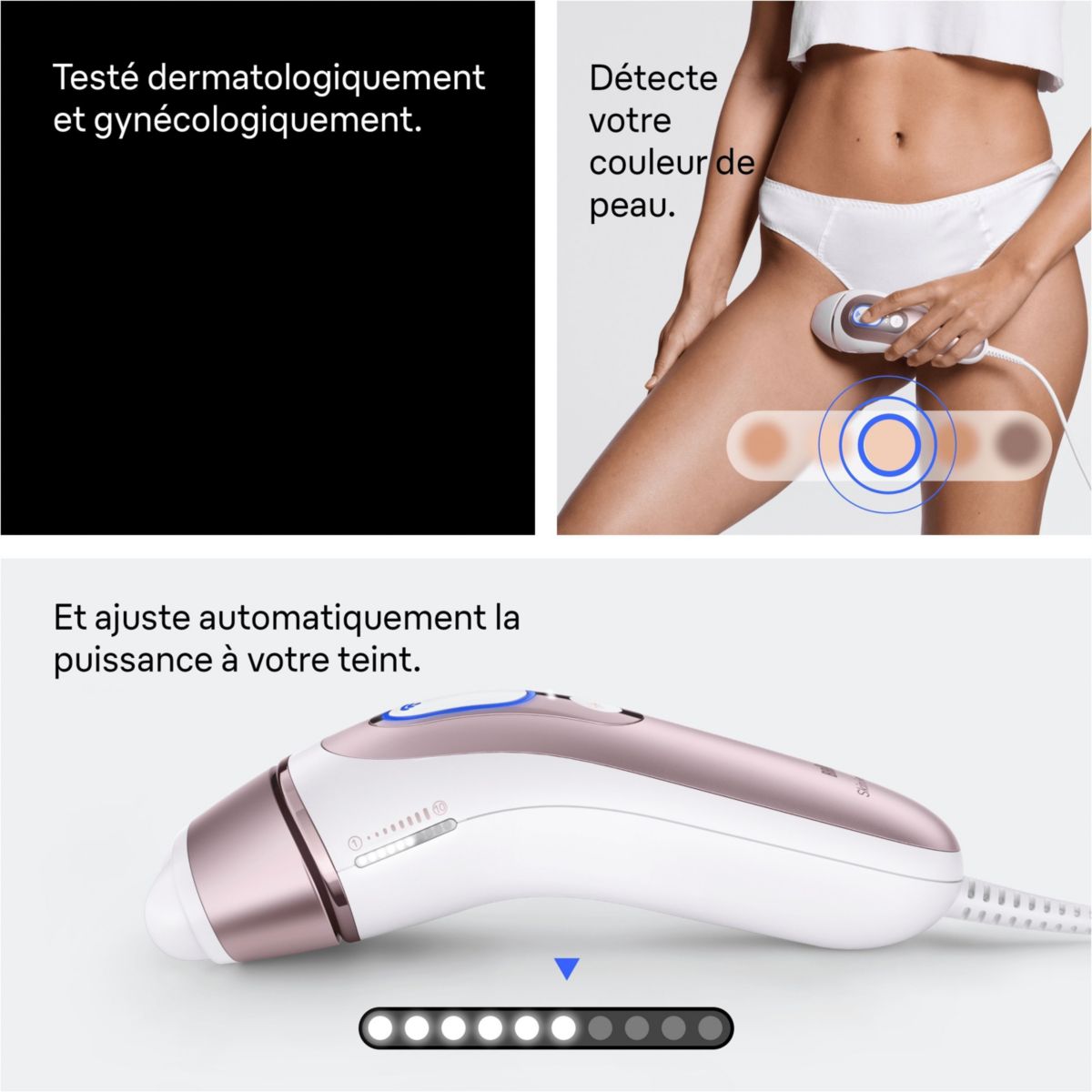 Epilateur lumière pulsée IPL PL7211 Skin i-expert, 2 têtes, 1 rasoir Gillette Venus, 1 pochette rose, BRAUN